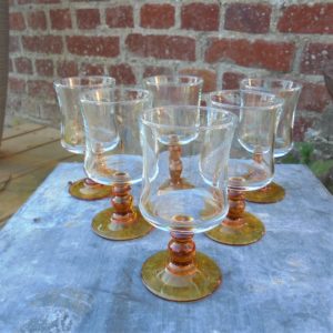 6 Verres pied ambre