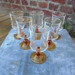 6 Verres pied ambre