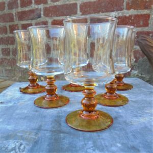 6 Verres pied ambre