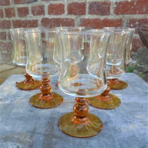 6 Verres pied ambre