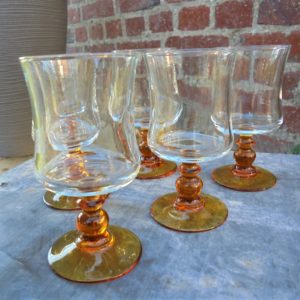 6 Verres pied ambre