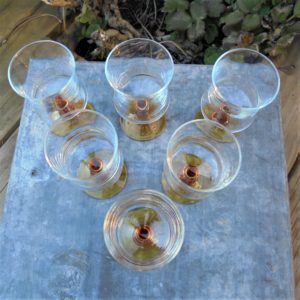 6 Verres pied ambre