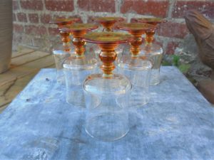 6 Verres pied ambre