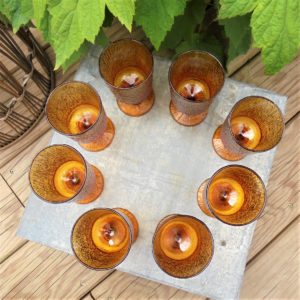 6 verres à pied ambre