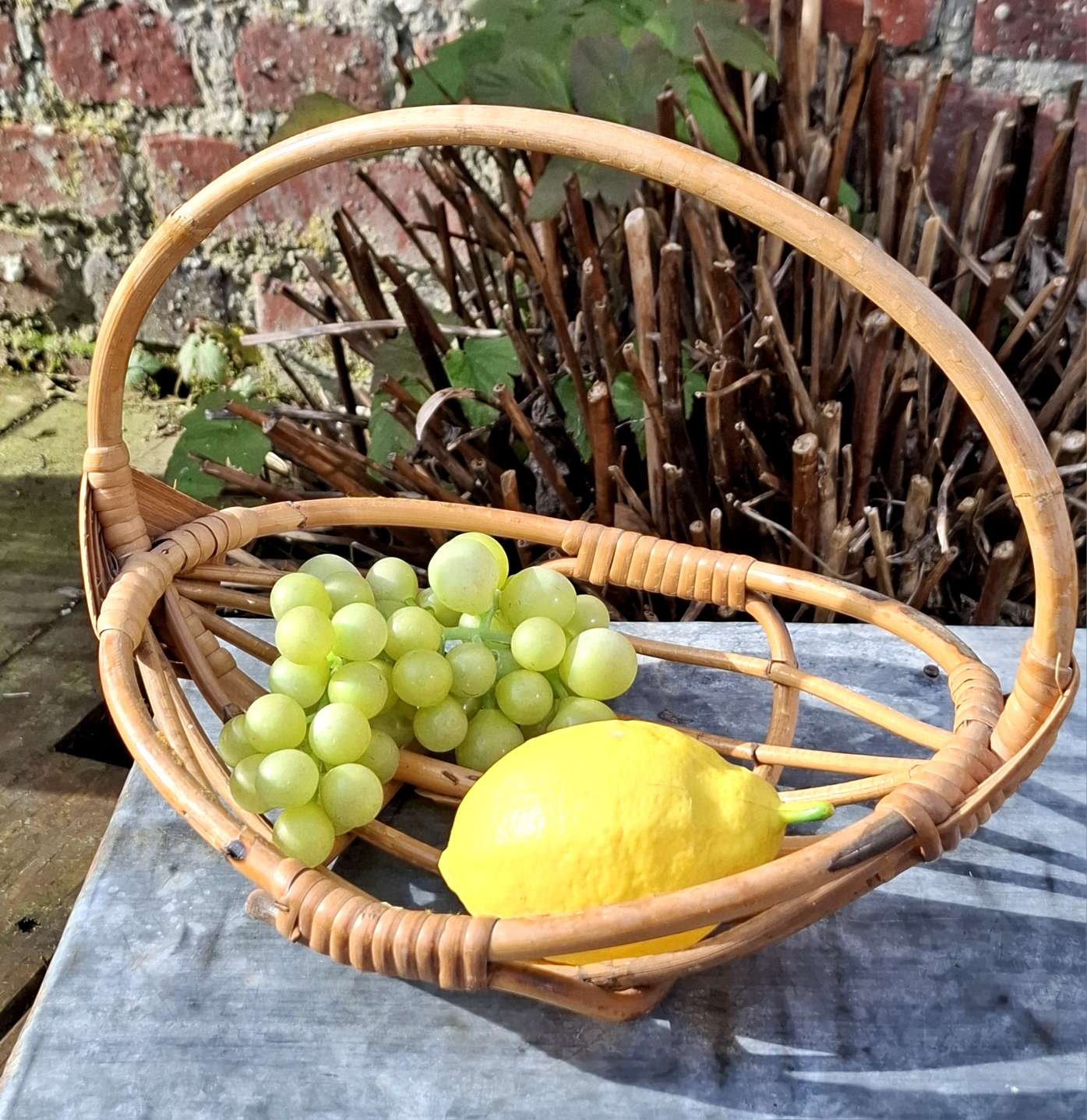 Panier En Osier Rond Avec Anse - Déco Maison, Mariage, Pique-nique - 20x17x11 Cm