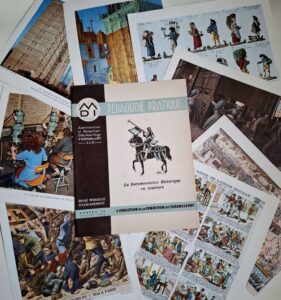 Pédagogie Pratique : Documentation historique couleurs 1956 comprenant ses 8 planches couleurs