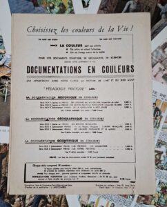 Pédagogie Pratique : Documentation historique couleurs 1956 comprenant ses 8 planches couleurs. Photo de la dernière de couverture