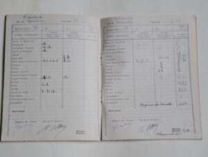 CARNET de l’Elève ECOLE PRIMAIRE SUPERIEURE de Jeunes filles Jean MACE à CHATEAU-THIERRY 1936 1937. Photo 2 mois scolaires