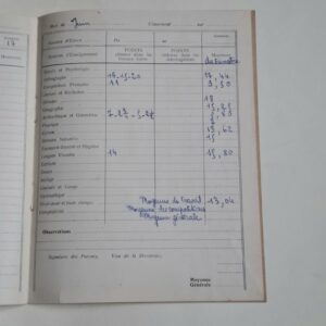 CARNET de l’Elève ECOLE PRIMAIRE SUPERIEURE de Jeunes filles Jean MACE à CHATEAU-THIERRY 1936 1937. Photo exemple 1 mois scolaire